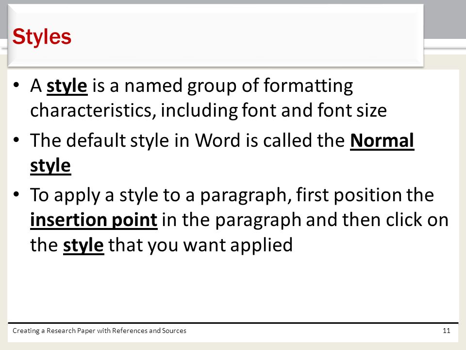 font and size for research paper